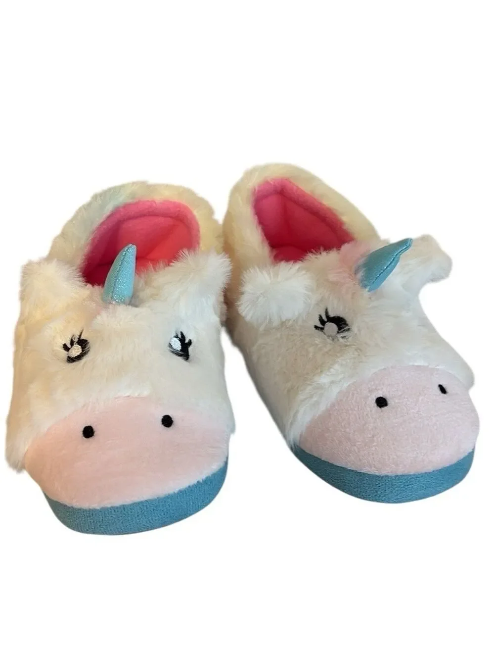 Totes Girls Unicorn Slippers Plush Indoor/ Outdoor White Multi Size S 11-12 New